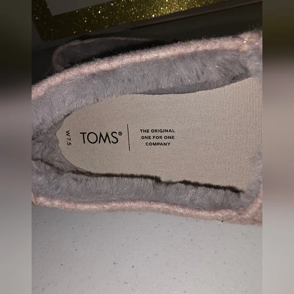 TOMS Women's Alpargata Faux Fur Lined Slip-On Flats dusty rose Sz.7.5 Slippers - Picture 4 of 16